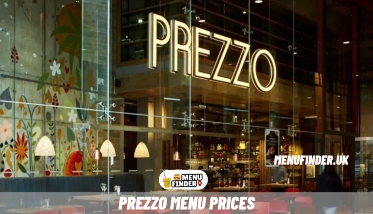 Prezzo Menu Prices in UK